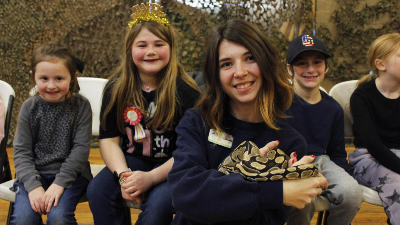 Birthday Party ball python group photo